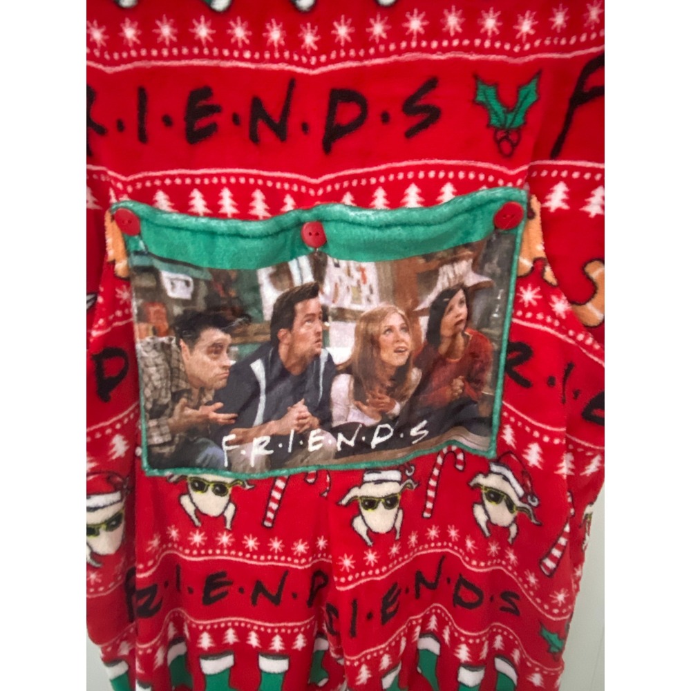 Friends Show Christmas Pajama‎ One Piece Sleepwear XL Red Holiday Fleece - Picture 4 of 7
